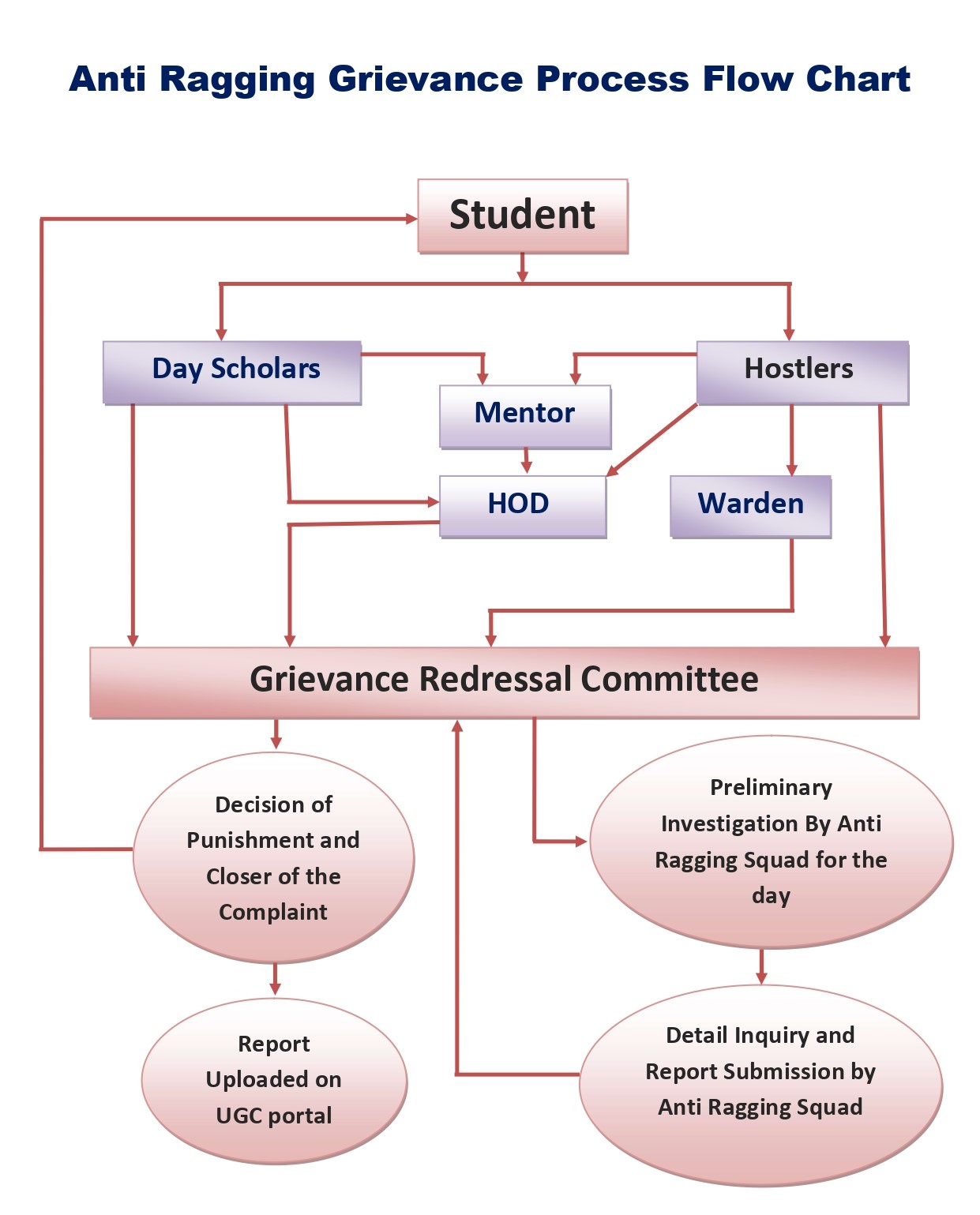 Anti Ragging Grievance Process Flow Chart